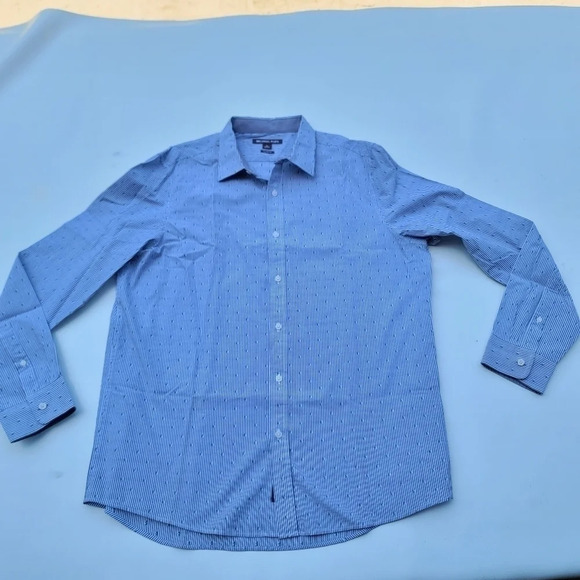 MICHAEL Michael Kors Other - MICHAEL KORS Mens Classic Fit Long Sleeve Gray Striped Cotton Shirt XL